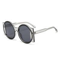 Óculos de sol engraçados de hip-hop com armação grande redonda e irregular, personalidade elegante, viseira solar, proteção UV  cinzento