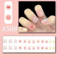 Winter fresh and simple pure lust style bride dance wear nails rainbow love rose fake nails  Multicolor