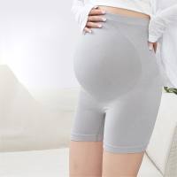 Pregnant women safety pants ultra-thin seamless cloud-feel three-point anti-exposure high-waisted belly-supporting pants to wear inside pregnant women bottoming shorts  Gray