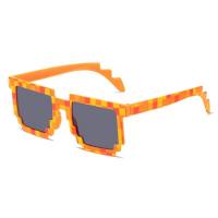Novo retro floral xadrez moldura quadrada óculos de sol venda quente óculos de sol masculino e feminino tendência  laranja