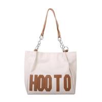 Bolso de mano de gran capacidad para mujer, versión coreana, bolso de hombro con cadena y letras simples, bolso de compras retro para ir al trabajo  marrón