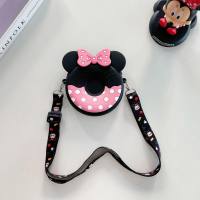 Cartera cero de silicona de Mickey Mouse con cruz diagonal de un solo hombro, bolsa de almacenamiento para estudiantes versátil y moderna, mini mochila pequeña y linda  Negro