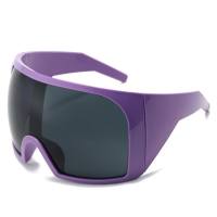 Nuevas gafas de sol punk de gran tamaño europeas y americanas, gafas de sol para deportes al aire libre para hombres y mujeres, gafas con montura integrada  Púrpura