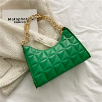 Bolsos de mujer nueva moda estilo coreano diamante contraste color un hombro bolso de mano  Verde