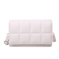 Borsa nuovo stile borsa da donna moda a quadretti piccola borsa quadrata per il tempo libero semplice borsa a tracolla singola di grande capacità  bianca