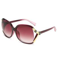 New elegant camellia sunglasses ladies street stall sunglasses fashion ins large frame round Korean retro  Purple