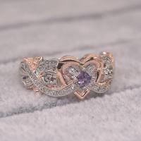 Sanjie Wish New Rose Princess Square Diamond Ring with European and American Love Shaped Rose Gold Two tone Zircon Ring  Multicolor