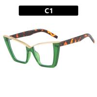 Occhiali piatti cat-eye con montatura grande, montatura per occhiali di personalità di nuovo stile, celebrità di Internet alla moda, montatura per occhiali alla moda, anti-luce blu  verde