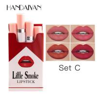 HANDAIYAN Cigarette Matte Velvet Matte Moisturizing Lipstick Lipstick Set of 4  Multicolor 3