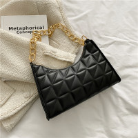 Bags women's new fashion Korean style diamond contrast color one-shoulder underarm bag handbag bag  Black