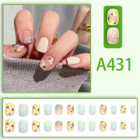 Wearing nail art, nail patches, halo dyeing, French style Instagram, Aurora detachable fake nail bow, frosted, ice permeating, and clear  Style 3