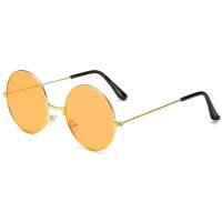 Runde Retro-Sonnenbrille. Bunte, trendige Brille mit rundem Rahmen. Farbige Gläser. Prince-Brille  Orange