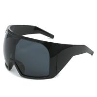 Nuevas gafas de sol punk de gran tamaño europeas y americanas, gafas de sol para deportes al aire libre para hombres y mujeres, gafas con montura integrada  Negro
