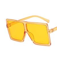 Óculos de sol quadrados com armação grande, tendência de personalidade, novo estilo, óculos de sol coloridos, tendência da moda  Amarelo