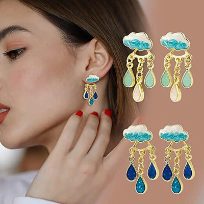 New Cloud Raindrop Earrings 925 Silver Needle Cute Tassel High Grade Dripping Oil Women's Earrings in Stock