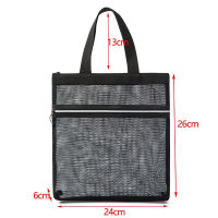 Creative Hollow Storage Bag Mesh Double-layer Wash Bag Travel Cosmetic Bag Transparent Polyester Mesh Drainage Beach Bag  Black