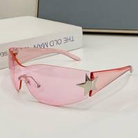 Neue einteilige rahmenlose fünfzackige Stern-Sonnenbrille Millennial Hot Girl Street Shot Y2K-Brille weibliche europäische und amerikanische Persönlichkeits-Sonnenbrille  Rosa