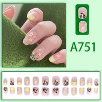 Fresh French flowers, cute ins wind, ice and transparent stars, long style, short style, white, high-end manicure and wearable nails  Style 3