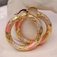 Hot selling European and American minimalist retro geometric circular earrings with three color patterns, fashionable and personalized earrings  Gold-color