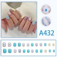 Wearing nail art, nail patches, halo dyeing, French style Instagram, Aurora detachable fake nail bow, frosted, ice permeating, and clear  Style 4