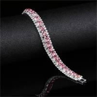 Nuevos accesorios de boda nupciales exquisitos y de moda llenos de pulseras coloridas de diamantes para joyería de niñas  Rosa caliente