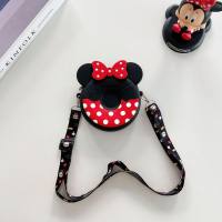 Cartera cero de silicona de Mickey Mouse con cruz diagonal de un solo hombro, bolsa de almacenamiento para estudiantes versátil y moderna, mini mochila pequeña y linda  rojo