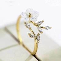 Temperamento de moda creativa japonesa y coreana anillo de hoja de flor natural simple personalidad femenina fabricante de anillos de estudiante al por mayor  Plata