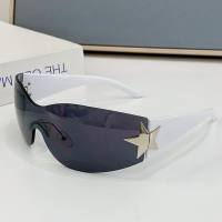 Neue einteilige rahmenlose fünfzackige Stern-Sonnenbrille Millennial Hot Girl Street Shot Y2K-Brille weibliche europäische und amerikanische Persönlichkeits-Sonnenbrille  Weiß