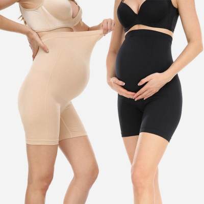 Roupa interior de maternidade cintura alta apoio barriga final da gravidez respirável fina calças de segurança da gravidez calças de maternidade femininas