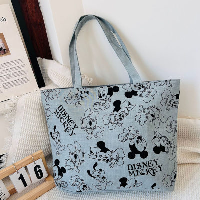 حقيبة نسائية عصرية جديدة من القماش حقيبة كتف نسائية ذات سعة كبيرة وطباعة بسيطة وحقيبة يد قماشية متعددة الاستخدامات