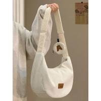 New autumn and winter student corduroy bag Korean version ins commuter dumpling bag casual versatile crossbody bag  White