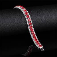 New Fashionable and Exquisite Bridal Wedding Accessories Full of Diamond Colorful Bracelets for Girls Jewelry  Red