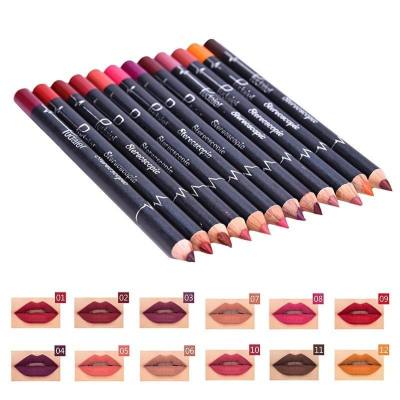 12-Farben-Lipliner, wasserfestes Farb-Make-up, mattierter Samt-Lippenstiftstift, beliebte Schönheitskosmetik