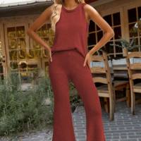 Hot-selling spring and summer European and American women's casual knitted women's suits  Red
