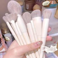 10 Pcs Zero Degree Makeup Brush Set Powder eye shadow Brush powder blusher Brush Full Set Super Soft Makeup Tools  Beige