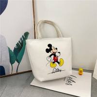Canvas cartoon tote bag, simple and cute, work miscellaneous items, women's tote bag, canvas bag, small tote bag, bento bag, women  Multicolor