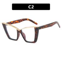 Oeil de chat grand cadre lunettes plates nouveau style lunettes de personnalité cadre à la mode célébrité Internet ins lunettes de mode cadre anti-lumière bleue  Léopard