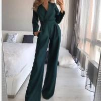Spring and summer Chinese long skirt new Chinese jumpsuit slanted collar mid-waist temperament commuter jumpsuit  Green