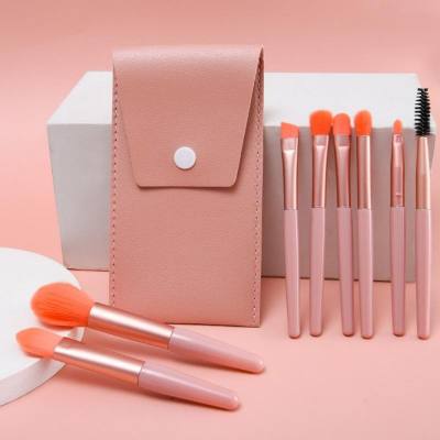 8-piece mini makeup brush set macaron ribbon brush bag portable beauty makeup loose powder brush blush brush eyelash comb