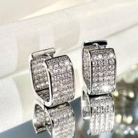 European and American light luxury micro-inlaid zircon earrings, young ladies' fashion earrings, hot selling items  Silver