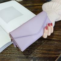 Student ladies multifunctional long thin casual fashionable atmospheric concealed buckle large multi-card card holder integrated wallet  Purple