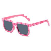 نظارات شمسية جديدة بإطار مربع منقوش بالزهور بتصميم كلاسيكي رائجة البيع للرجال والنساء  وردي 