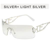 نظارات Y2K ذات الطراز الأمريكي القديم، نظارات شمسية من طراز Y2K من جيل الألفية الساخنة للفتيات، نظارات شمسية من قطعة واحدة بدون إطار ذات طابع شخصي عالي الجودة  أبيض