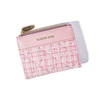 Xiaoxiangfeng Korean large-capacity INS wallet for women students solid color simple Korean version chic  Pink