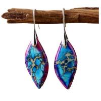 Novo boêmio imperial pedra folha pingente brincos populares ins jóias  Multicolorido