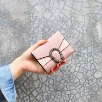 2019 new pure small wallet women's short Korean retro versatile folding coin purse wallet cross-border foreign trade wholesale  Pink
