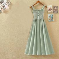 French niche retro high waist slim bottoming suspender dress two piece suit female summer new student suit skirt  Green