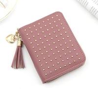New Korean style ladies student wallet short fashion coin purse zipper small wallet tassel multifunctional card holder  Multicolor