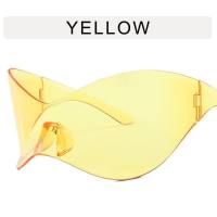 Windproof frameless one-piece sunglasses for women Y2K personality cycling sports punk mask European and American trendy personality sunglasses  Yellow