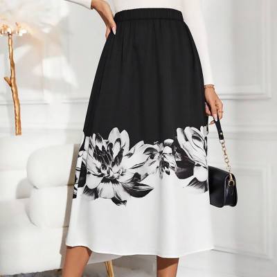 Spring and summer European and American women's clothing new milk silk leisure fashion romantic floral skirt female